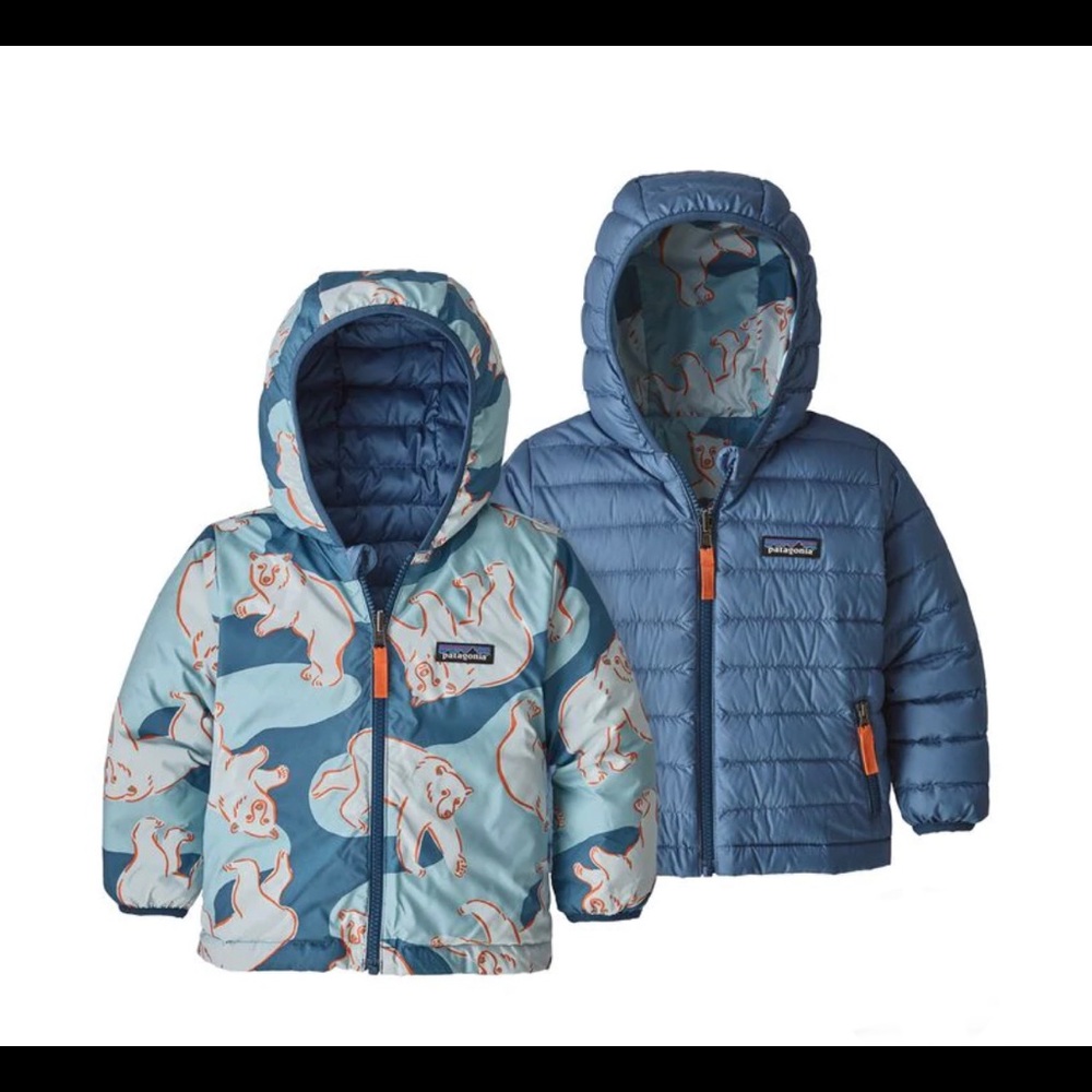 Patagonia Reversible Down Sweater Hoody Toddler Boy’s Polar Bears Blue 2T